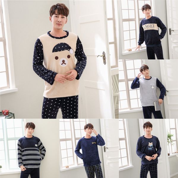 2020 winter casual striped long sleeve thick warm flannel pajama sets for men coral velvet sleepwear suit homewear home clothes q1216, Black;white
2020 winter casual striped long sleeve thick warm flannel pajama sets for men coral velvet sleepwear suit homewear home clothes q1216, Black;white