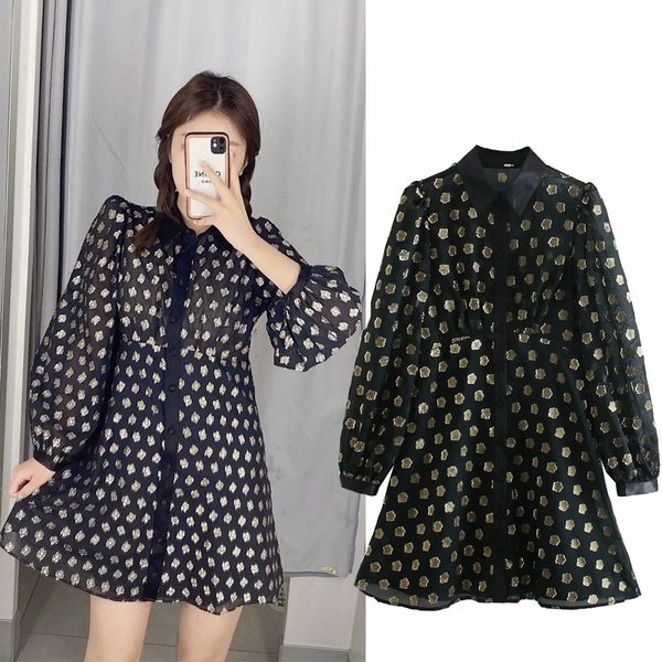 2021 new metallic thread black shirt women fall winter vintage puff long sleeve mini dress ladies floral dresses okw6, Black;gray
2021 new metallic thread black shirt women fall winter vintage puff long sleeve mini dress ladies floral dresses okw6, Black;gray