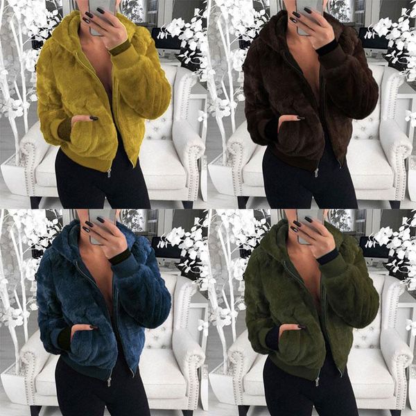 women's fur & faux women coat v-neck zipper overcoat plush coats warm jacket winter outwear 2021 fashion autumn clothings, Black
women's fur & faux women coat v-neck zipper overcoat plush coats warm jacket winter outwear 2021 fashion autumn clothings, Black
