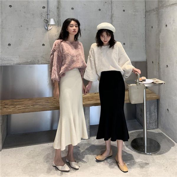 winter spring knitted mermaid sweater skirt elastic high waist women midi skirt solid ruffle party skirts female, Black
winter spring knitted mermaid sweater skirt elastic high waist women midi skirt solid ruffle party skirts female, Black