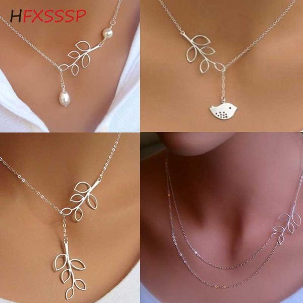 pendant necklaces hfxsssp fashion simple and elegant plating alloy leaf necklace pearl double chain short clavicle jewelry, Silver
pendant necklaces hfxsssp fashion simple and elegant plating alloy leaf necklace pearl double chain short clavicle jewelry, Silver