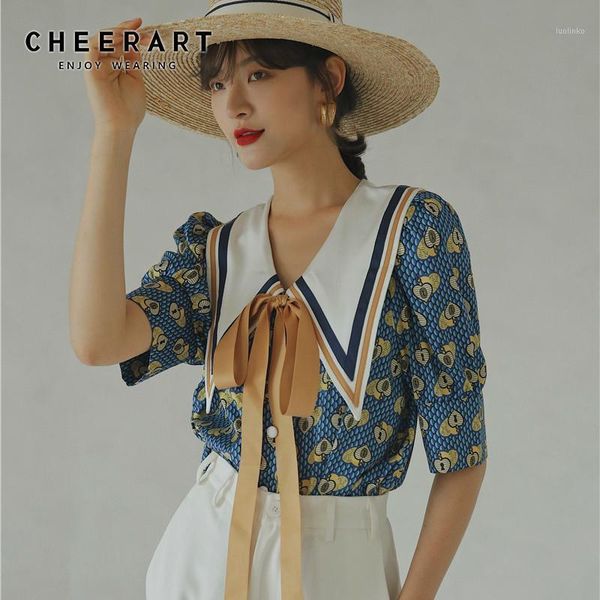 cheerart vintage blouse summer blue collar shirt women loose blouse big collar designer ladies tie korean fashion 20201, White
cheerart vintage blouse summer blue collar shirt women loose blouse big collar designer ladies tie korean fashion 20201, White