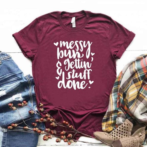women t shirt messy bun and gettin stuff done letter print tshirt women short sleeve o neck loose t-shirt ladies tee shirt, White
women t shirt messy bun and gettin stuff done letter print tshirt women short sleeve o neck loose t-shirt ladies tee shirt, White