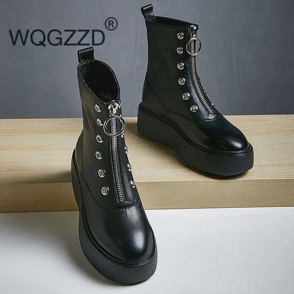 thick bottom shoes women's ankle boots wedges rivet decoration diamond-studded preppy style motorcycle boots mujer, Black
thick bottom shoes women's ankle boots wedges rivet decoration diamond-studded preppy style motorcycle boots mujer, Black