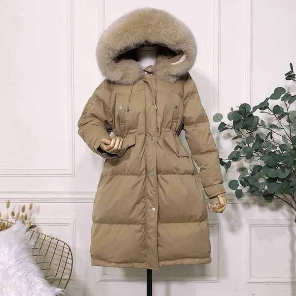 2020 women winter down jacket 90% white duck down coat long real large fox fur hooded warm coat snow outwear c1204, Black
2020 women winter down jacket 90% white duck down coat long real large fox fur hooded warm coat snow outwear c1204, Black