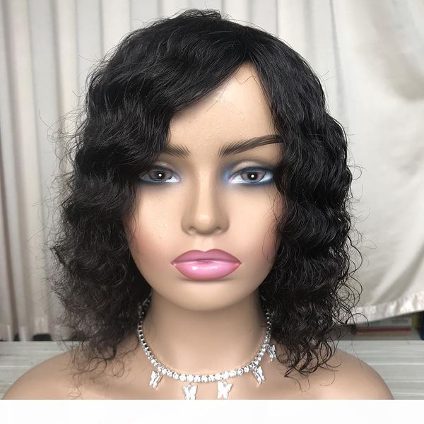none lace wig deep wave virgin human hair regular wigs on promotion natural color, Black
none lace wig deep wave virgin human hair regular wigs on promotion natural color, Black