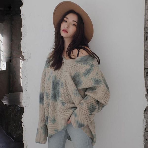 wiccon 2021 new fashion autumn long sleeve jumper knitted loose fashion pullover femme tie dye irregular sweater, White;black
wiccon 2021 new fashion autumn long sleeve jumper knitted loose fashion pullover femme tie dye irregular sweater, White;black