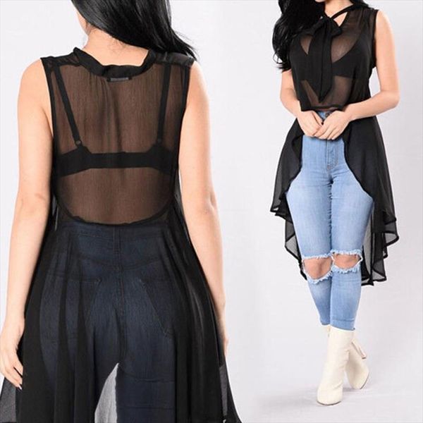 new fashion womens sleeveless blouse 2020 solid color transparency loose casual summer sheer long blouse streetwear, White
new fashion womens sleeveless blouse 2020 solid color transparency loose casual summer sheer long blouse streetwear, White