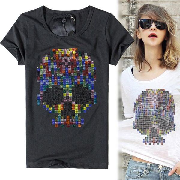 women's t-shirt wholesale- 2021 summer o-neck t shirt women diamond skull pattern short sleeve cotton show thin casual fashion 1, White
women's t-shirt wholesale- 2021 summer o-neck t shirt women diamond skull pattern short sleeve cotton show thin casual fashion 1, White