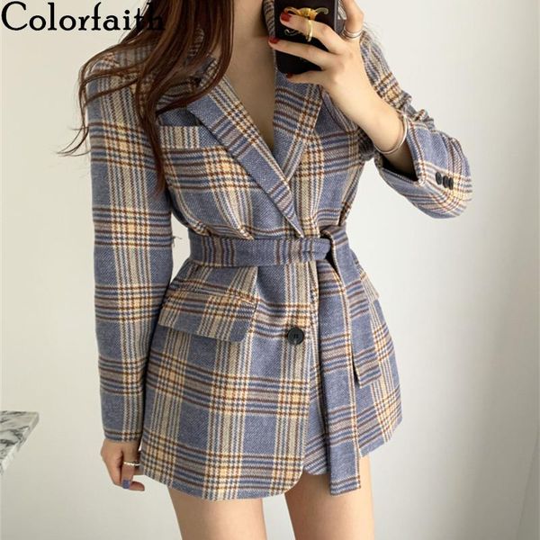 colorfaith new 2020 autumn winter women's blazers pockets jackets elegant vintage oversize plaid lace up checkered jk237, White;black
colorfaith new 2020 autumn winter women's blazers pockets jackets elegant vintage oversize plaid lace up checkered jk237, White;black