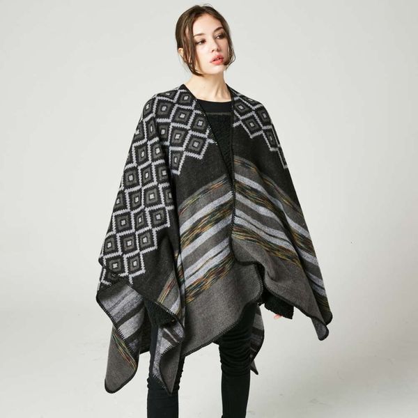 autumn and winter scarf plaid women's travel shawl imitation cashmere national style split thick cape, Blue;black
autumn and winter scarf plaid women's travel shawl imitation cashmere national style split thick cape, Blue;black