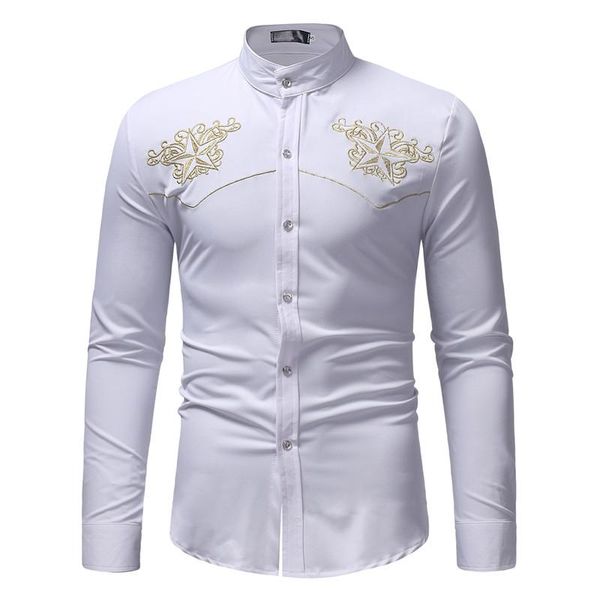 men's casual shirts mens embroidery dress 2021 brand long sleeve mandarin collar shirt men business man wedding tuxedo, White;black
men's casual shirts mens embroidery dress 2021 brand long sleeve mandarin collar shirt men business man wedding tuxedo, White;black