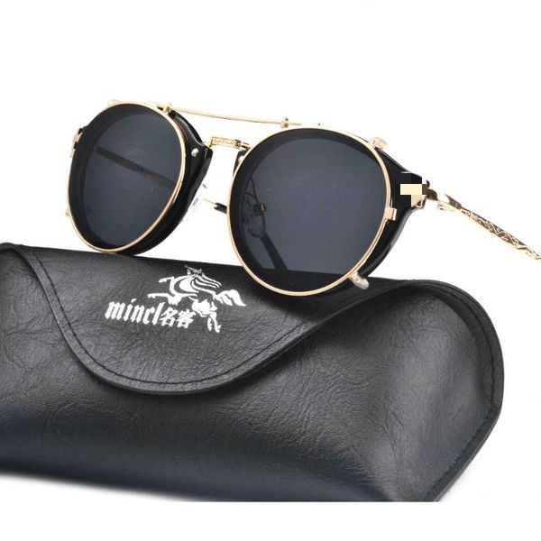 

sunglasses mincl/ retro men myopia clip punk driving glasses on dual purpose mirror goggles fml, White;black