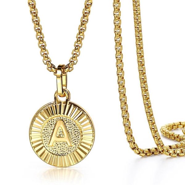 round pendant necklace for women gold color fashion jewelry 18inch stainless steel initial letter box link chain lgp418a, Silver
round pendant necklace for women gold color fashion jewelry 18inch stainless steel initial letter box link chain lgp418a, Silver