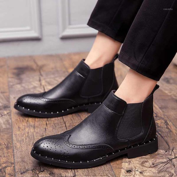 mens casual wedding night club dress bullock ankle boots comfortable genuine leather shoes outdoor brogue boot bota masculina1, Black
mens casual wedding night club dress bullock ankle boots comfortable genuine leather shoes outdoor brogue boot bota masculina1, Black