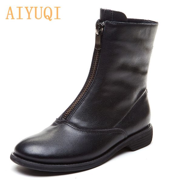 aiyuqi women's autumn boots genuine leather new trend front zipper ladies shoes boots low heel ankle boots women 201123, Black
aiyuqi women's autumn boots genuine leather new trend front zipper ladies shoes boots low heel ankle boots women 201123, Black