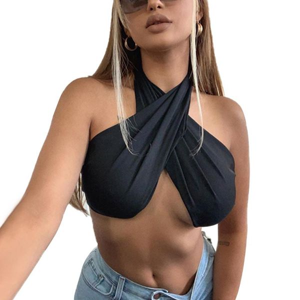 women's crop cami stylish sleeveless solid color criss cross halter neck backless camisole female outfits tee vest, White
women's crop cami stylish sleeveless solid color criss cross halter neck backless camisole female outfits tee vest, White