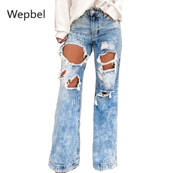 women's jeans wepbel high wasit trousers plus size with holes ripped summer fashion female denim wide leg pants, Blue
women's jeans wepbel high wasit trousers plus size with holes ripped summer fashion female denim wide leg pants, Blue