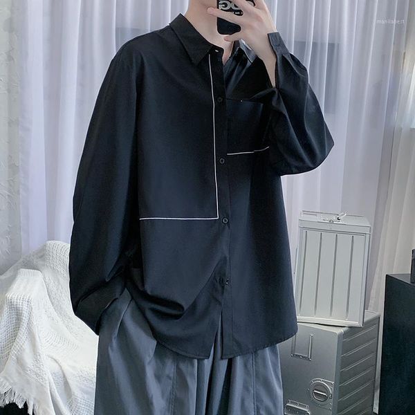 singe breasted men's shirts streetwear long sleeve shirts man casual autumn clothing brand baggy male men clothing1, White;black
singe breasted men's shirts streetwear long sleeve shirts man casual autumn clothing brand baggy male men clothing1, White;black