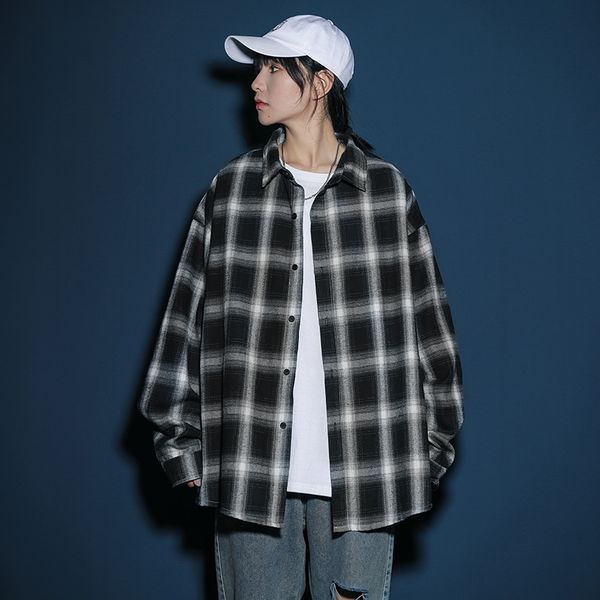 2021 new cool spring fashion neutral style long-sleeved male female loose sleeves comfortable verification shirt n5bb, White 
2021 new cool spring fashion neutral style long-sleeved male female loose sleeves comfortable verification shirt n5bb, White