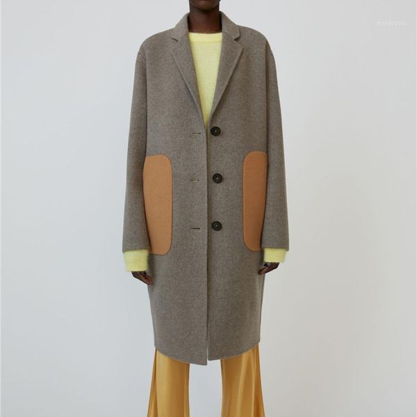 autumn winter womens woolen coat loose fashion color patchwork large pockets mid-length jacket female warm outwear, Black
autumn winter womens woolen coat loose fashion color patchwork large pockets mid-length jacket female warm outwear, Black