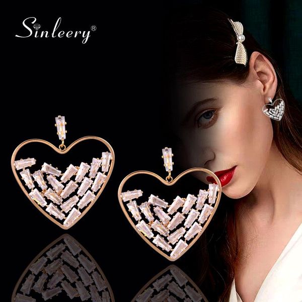 SINLEERY New Design Sweet Heart Shape Drop Earrings Yellow Gold Silver Color Filled With Cubic Zirconia Women Earrings ES885 SSP
SINLEERY New Design Sweet Heart Shape Drop Earrings Yellow Gold Silver Color Filled With Cubic Zirconia Women Earrings ES885 SSP