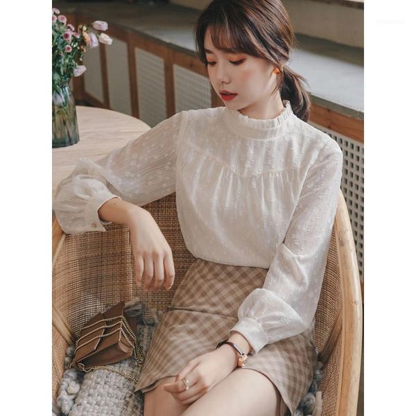 women's spring autumn style lace blouses shirt solid color turtleneck long sleeve casual lace df39001, White
women's spring autumn style lace blouses shirt solid color turtleneck long sleeve casual lace df39001, White