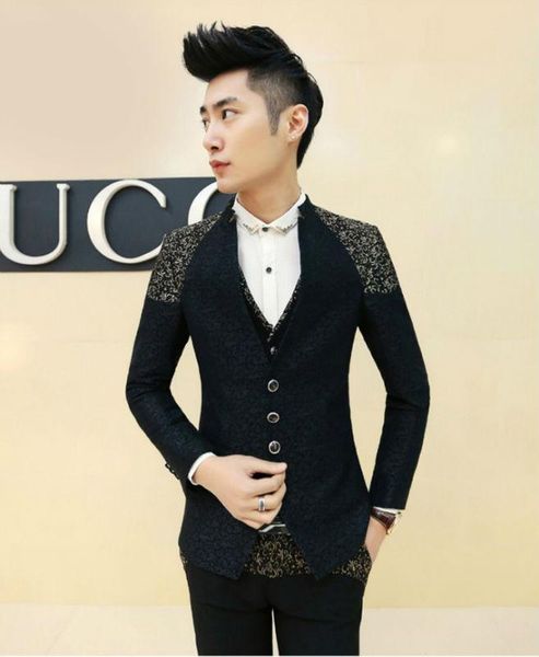 men's suits & blazers slim fit golden embroidery 3piece / set mandarin collar mens clothing suit groom wedding terno trajes de hombres, White;black
men's suits & blazers slim fit golden embroidery 3piece / set mandarin collar mens clothing suit groom wedding terno trajes de hombres, White;black