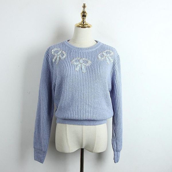 2019 autumn winter o-neck beading bow tie woman sweater short style lady pullovers knitwear sequnis sweaters1, White;black
2019 autumn winter o-neck beading bow tie woman sweater short style lady pullovers knitwear sequnis sweaters1, White;black