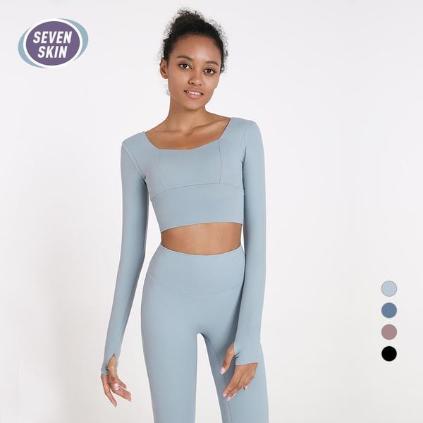 yoga outfits seven skin women sports shirt with chest pad long sleeve gym workout crop backless running t-shirt seamless 1, White;red
yoga outfits seven skin women sports shirt with chest pad long sleeve gym workout crop backless running t-shirt seamless 1, White;red