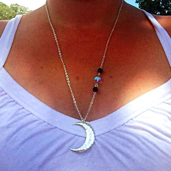 pendant necklaces punk style moon necklace magic beads natural volcanic stone yoga for women, Silver
pendant necklaces punk style moon necklace magic beads natural volcanic stone yoga for women, Silver