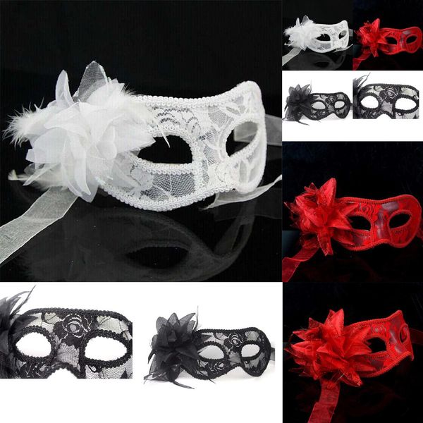 black red venetian feathered white women masquerade for a masked ball lace flower masks 3 colors
black red venetian feathered white women masquerade for a masked ball lace flower masks 3 colors