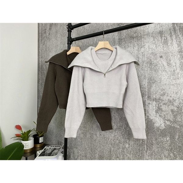 new ladies fashion long sleeve casual fake two-piece lapel knit 0827 201130, White;black
new ladies fashion long sleeve casual fake two-piece lapel knit 0827 201130, White;black