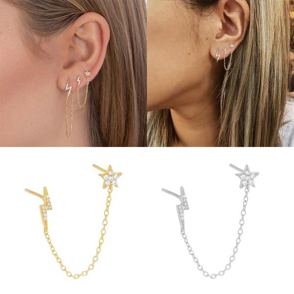 aide luxury women gothic punk piercing stud earrings chain for woman 925 sterling silver european handcuff tassel long earrings, Golden;silver
aide luxury women gothic punk piercing stud earrings chain for woman 925 sterling silver european handcuff tassel long earrings, Golden;silver