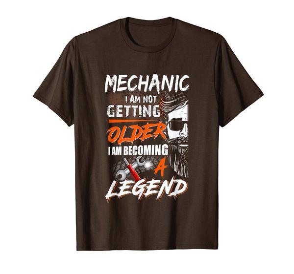 mechanic i am not getting older i am becoming a legend t-shirt, White;black