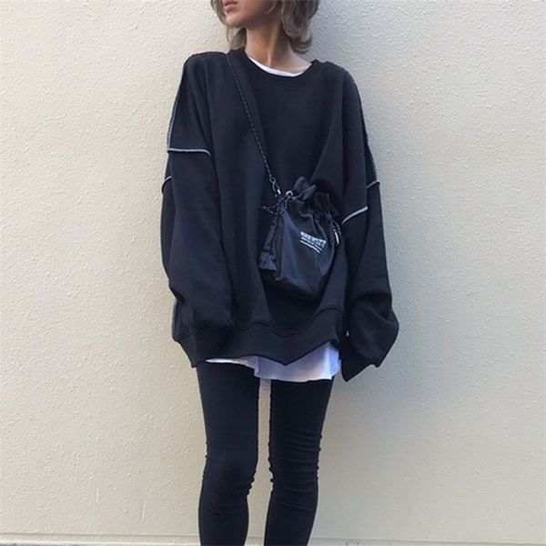 spring loose hoodies oversize long sleeve casual women sweatershirts korean streetwear pullover simple hooded 201203, Black
spring loose hoodies oversize long sleeve casual women sweatershirts korean streetwear pullover simple hooded 201203, Black