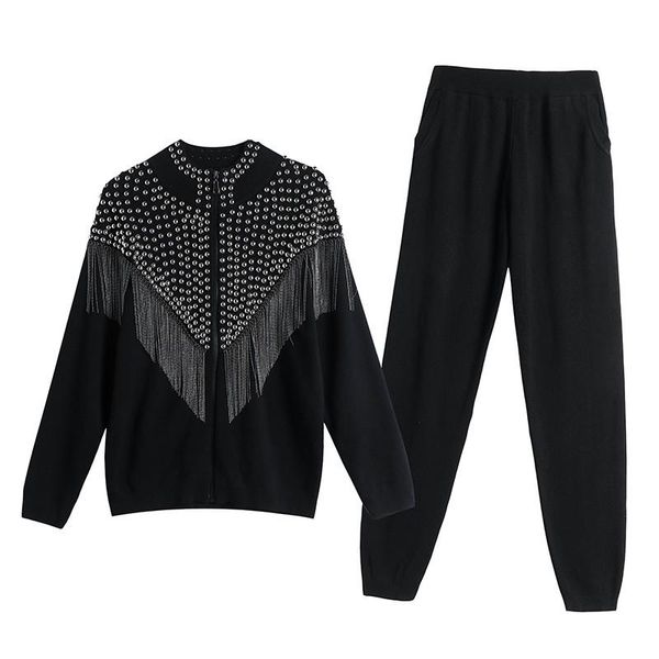 women's tracksuits 2021 winter nail bead tassel sweater set runway women long sleeve knitted +trousers tracksuit fashion two piece, Gray
women's tracksuits 2021 winter nail bead tassel sweater set runway women long sleeve knitted +trousers tracksuit fashion two piece, Gray