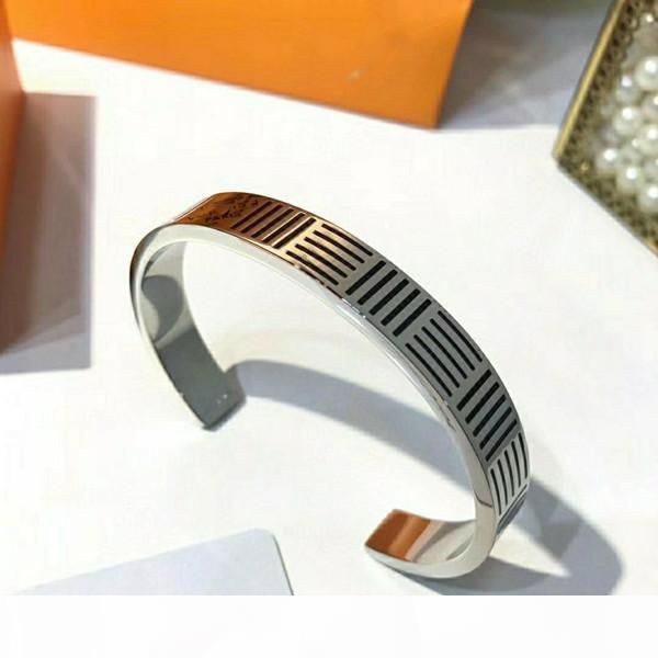 bracelet opening adjustable size titanium steel bracelet plating letter bracelet fashion jewelry supply, Black