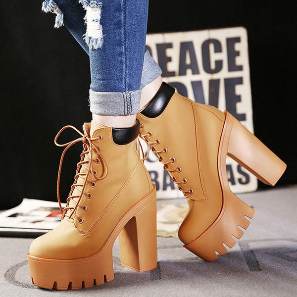 13cm super heels high platform winter lace up ankle high-quality women's boots party leather, Black
13cm super heels high platform winter lace up ankle high-quality women's boots party leather, Black
