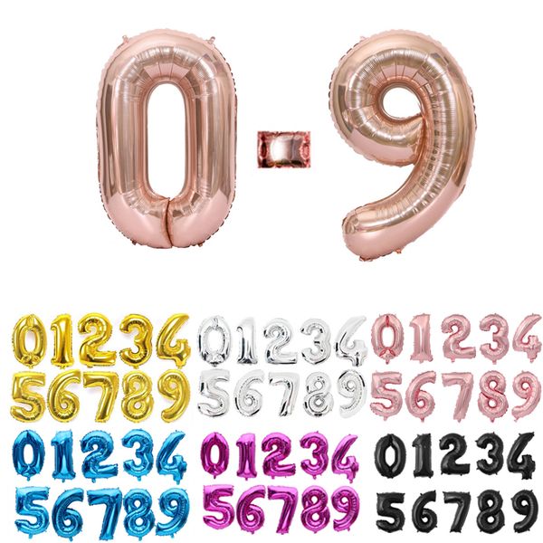 16 32 40 Inch Silver Gold Foil Number Balloons Digital Globos Birthday Wedding Party Decorations Balloons Baby Shower Supplies