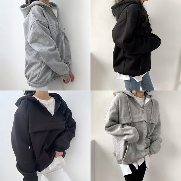 women thick fleece hoodies sweatshirts spring winter female pullovers hooded casual loose black gray jumper casaco feminino q0105
women thick fleece hoodies sweatshirts spring winter female pullovers hooded casual loose black gray jumper casaco feminino q0105