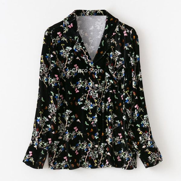 women's blouses & shirts viscose women 2021 autumn and winter floral print pajamas collar silk velvet shirt, White
women's blouses & shirts viscose women 2021 autumn and winter floral print pajamas collar silk velvet shirt, White