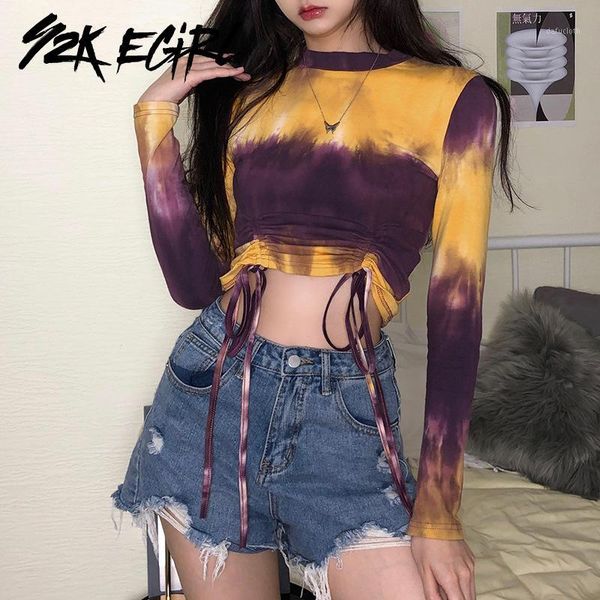 y2k egirl aesthetics drawstring tie dye t-shirts vintage slim o-neck long sleeve ruched cropped punk style streetwear 90s1, White
y2k egirl aesthetics drawstring tie dye t-shirts vintage slim o-neck long sleeve ruched cropped punk style streetwear 90s1, White