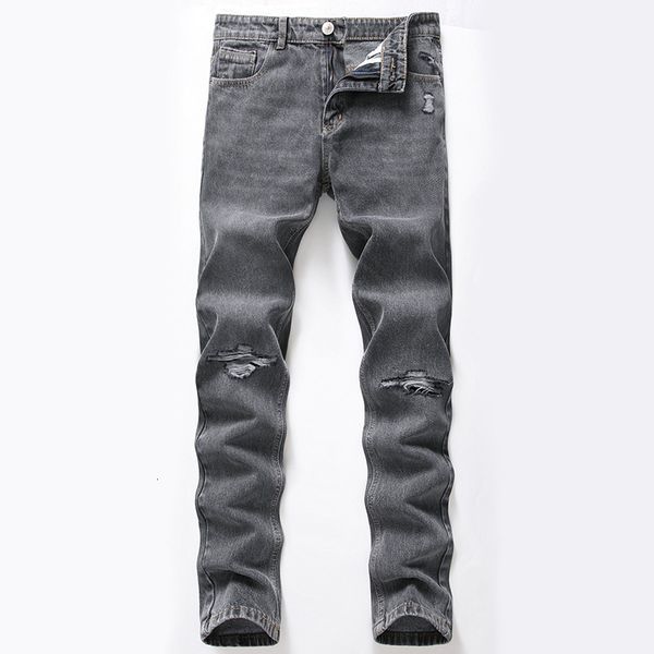 2020 new men's dark gray ripped youth high-end knee holes jeans, Blue
2020 new men's dark gray ripped youth high-end knee holes jeans, Blue