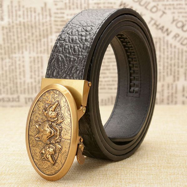 new three wolf scalp real automatic buckle business belt crocodile pure leather men's trousers, Black;brown
new three wolf scalp real automatic buckle business belt crocodile pure leather men's trousers, Black;brown