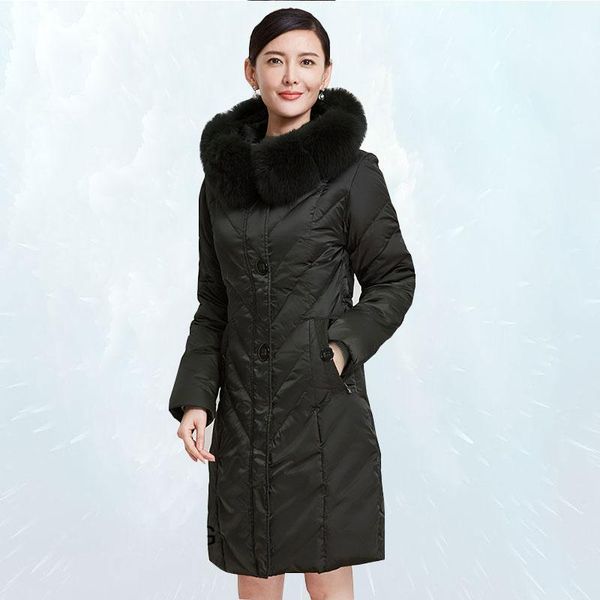 2019 winter jacket women hooded natural blue fur collar white duck down jacket long fashion slim 90% down outwear female 1171, Black
2019 winter jacket women hooded natural blue fur collar white duck down jacket long fashion slim 90% down outwear female 1171, Black
