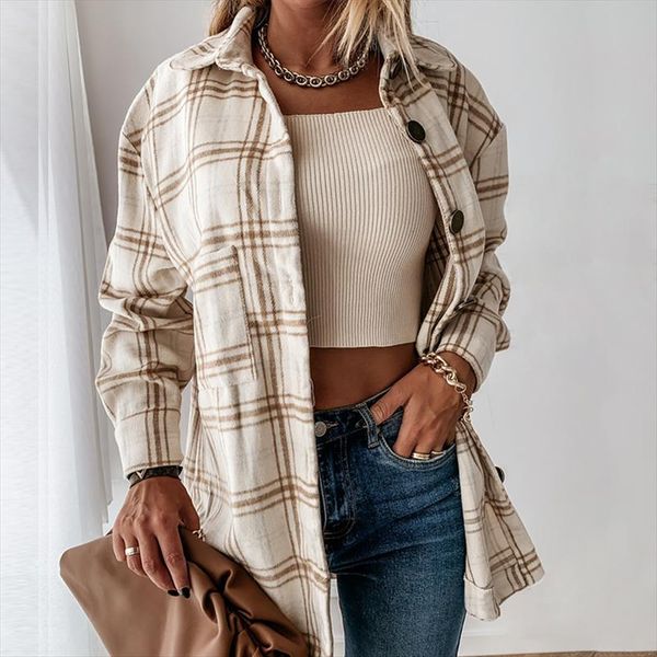 women autumn long sleeve plaid shirt blouse winter casual loose thick shirt outfits single breasted chic checked blouse, White
women autumn long sleeve plaid shirt blouse winter casual loose thick shirt outfits single breasted chic checked blouse, White