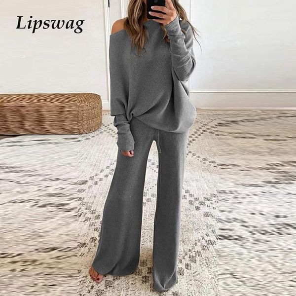 casual women solid color elegant two piece sets winter elegant o-neck pullover and loose pants suits female rib streetwear1, Gray
casual women solid color elegant two piece sets winter elegant o-neck pullover and loose pants suits female rib streetwear1, Gray