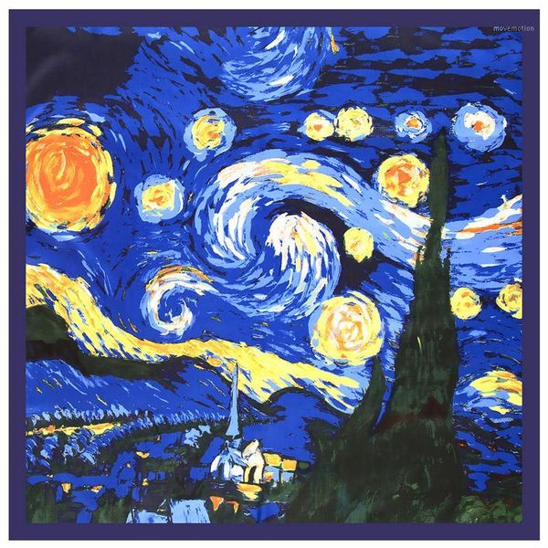 women silk square scarf gogh starry night oil painting shawls and wraps foulard femme luxury hijab head scarves 130*130cm1, Blue;gray
women silk square scarf gogh starry night oil painting shawls and wraps foulard femme luxury hijab head scarves 130*130cm1, Blue;gray