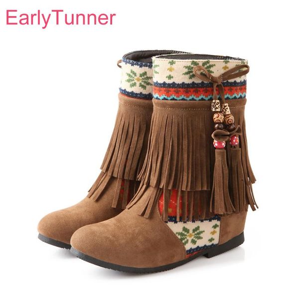 winter brand new fashion brown beige women ankle fringe boots anti slip round toe wedge lady tassel shoes ey212, Black
winter brand new fashion brown beige women ankle fringe boots anti slip round toe wedge lady tassel shoes ey212, Black